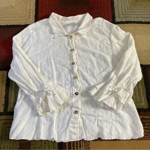 Vintage California Threads Linen Button Up Layered Angel Sleeve Women's Size L